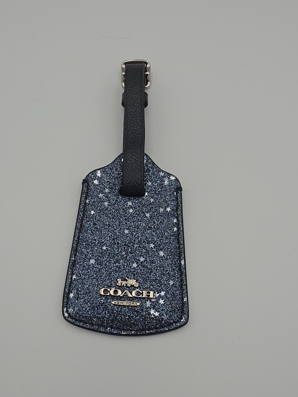 Coach Navy Blue Glitter Sparkle Star Luggage  Tag W/ Silver Hardware (NWOT)💙🩶